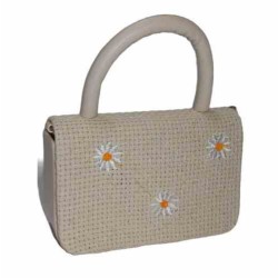 کیف پاسپورتی دسته دار کنفی - با گلهای بابونه